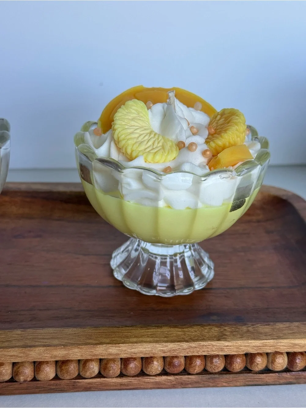 Glass Dessert Coupe - Yellow Pudding Cup with Whipped Top